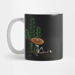 Cactus and skeleton at night in the desert Mug